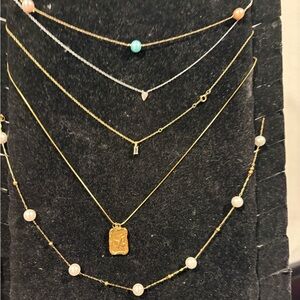 Bundle of 18k gold plated Gold and 925 silver Necklace Set